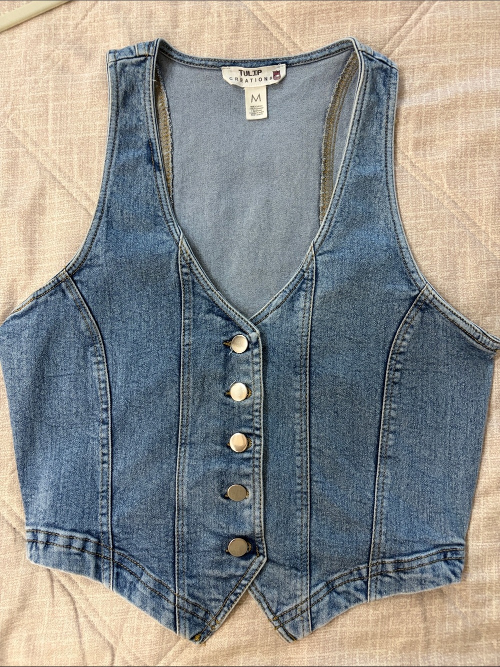 Tulip Creation Blue Denim Button-Front Vest